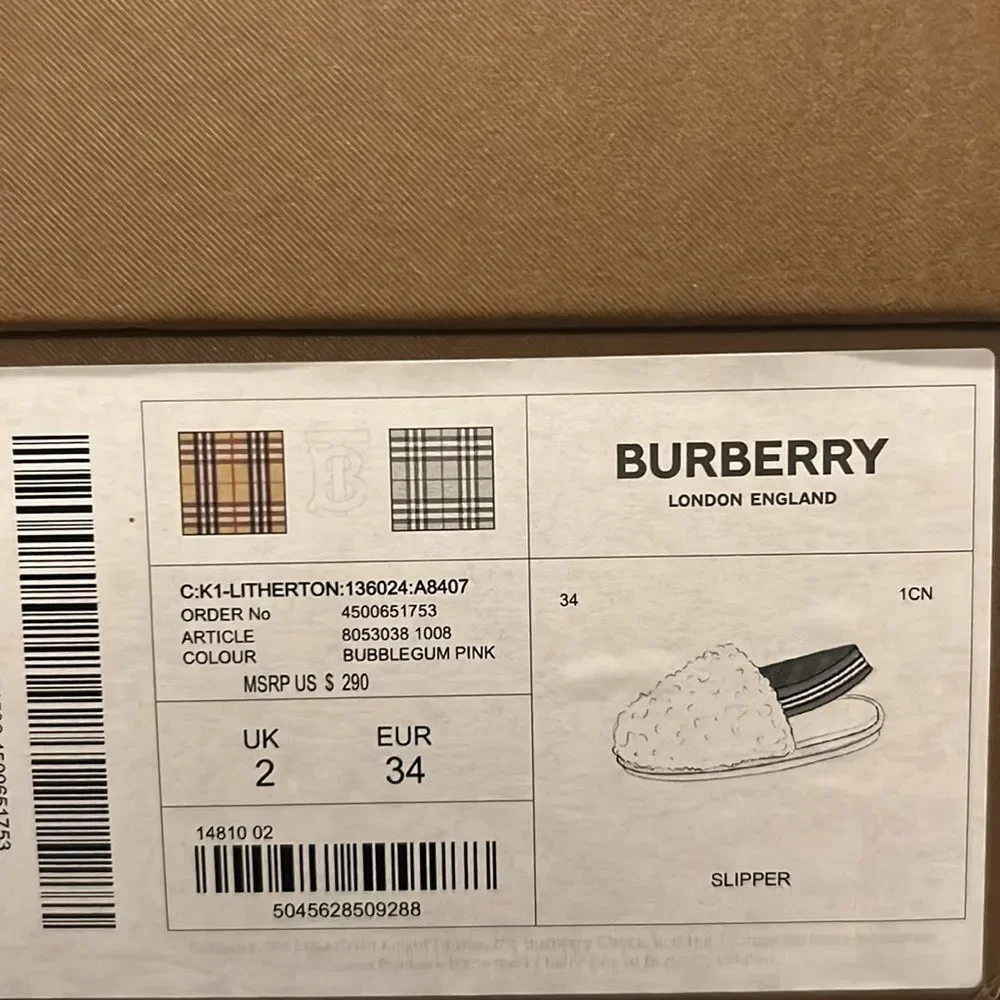 Burberry Kids Pink Litherton Sandals, Pink, New, Size 3